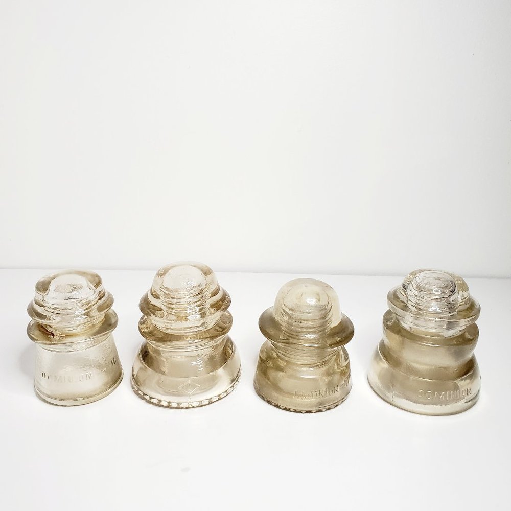 4 - Dominion of Canada Glass Insulators Vintage and in Great Condition